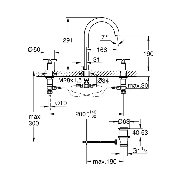 Baterie lavoar 3 elemente Grohe Atrio M dubla comanda antracit periat Hard Graphite [2]