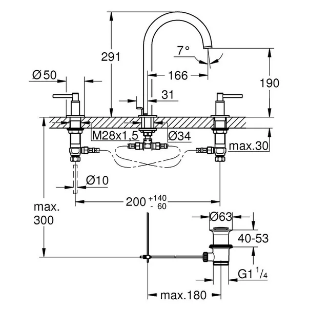 Baterie lavoar 3 elemente Grohe Atrio M crom dubla comanda [2]