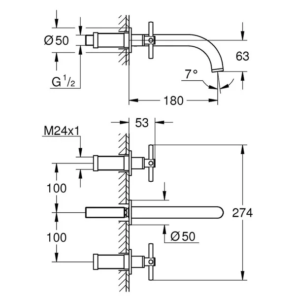 Baterie lavoar incastrata Grohe Atrio 3 elemente crom [2]
