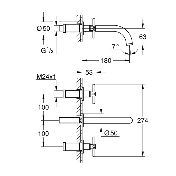 Baterie lavoar incastrata Grohe Atrio 3 elemente antracit periat Hard Graphite [3]