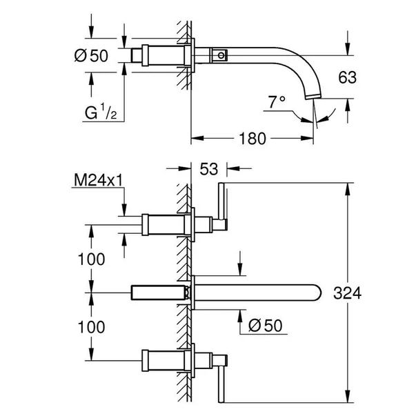 Baterie lavoar incastrata Grohe Atrio crom 3 elemente [2]