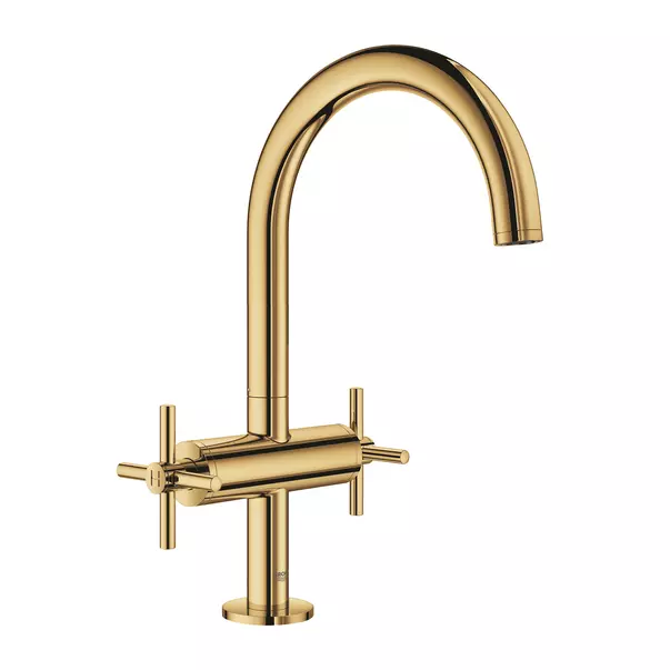 Baterie lavoar cu manere cruce Grohe Atrio L dubla comanda auriu lucios Cool Sunrise [1]