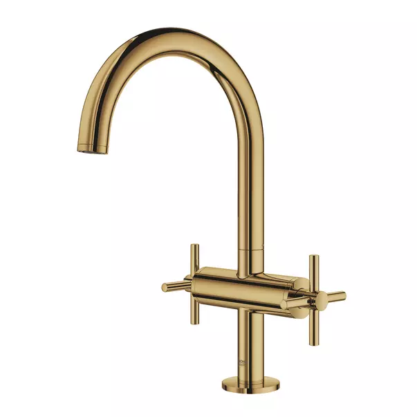 Baterie lavoar cu manere cruce Grohe Atrio L dubla comanda auriu lucios Cool Sunrise [3]