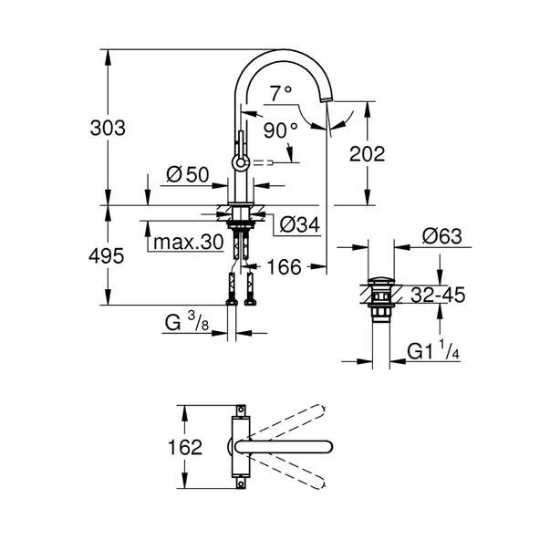 Baterie lavoar Grohe Atrio L dubla comanda antracit periat Hard Graphite [2]
