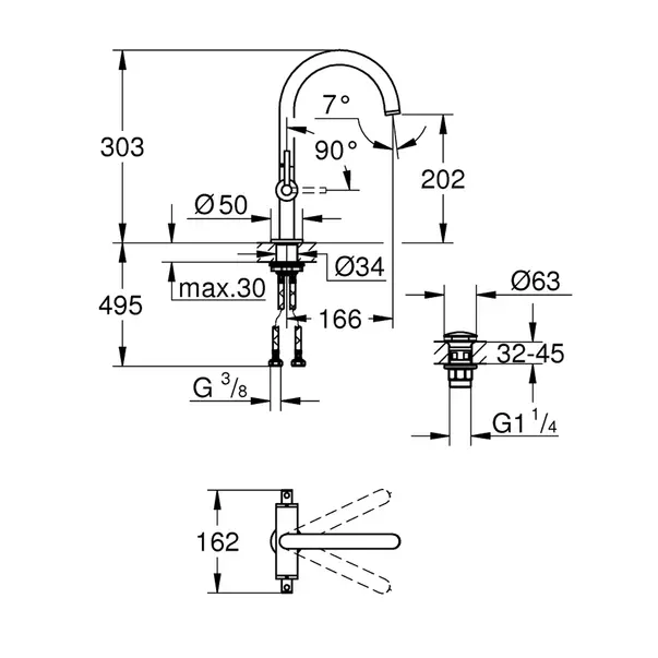 Baterie lavoar Grohe Atrio L dubla comanda auriu lucios Cool Sunrise [2]