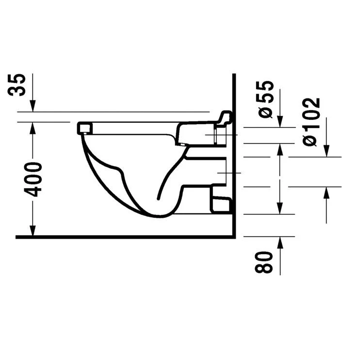 Vas WC suspendat Duravit Starck 3 36x54 cm evacuare orizontala [6]