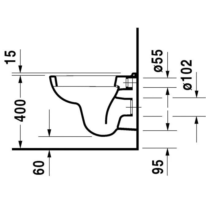 Vas WC suspendat Duravit D-CODE 35x48 cm evacuare orizontala, compact [5]