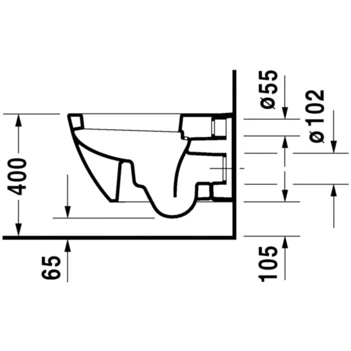 Vas WC suspendat Duravit Happy D.2 37x54 cm evacuare orizontala [5]
