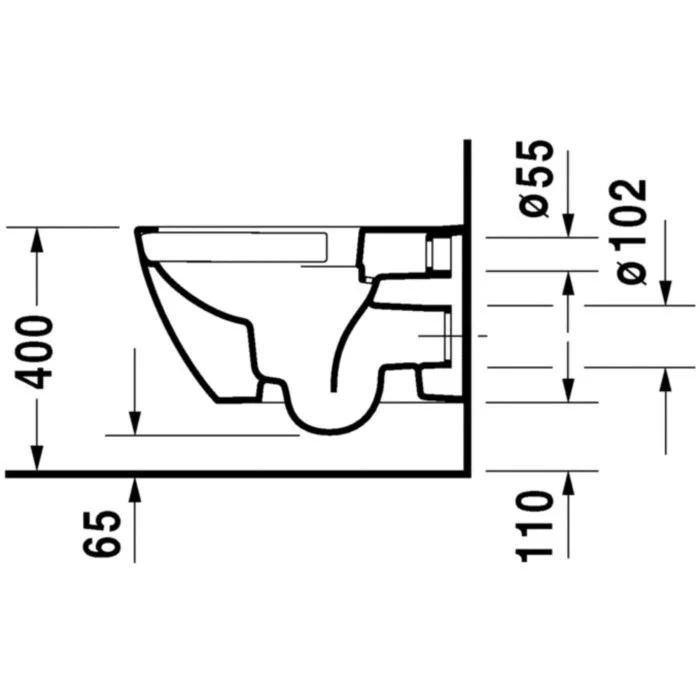 Vas WC suspendat Duravit Happy D.2 Rimless 37x54 cm evacuare orizontala [4]