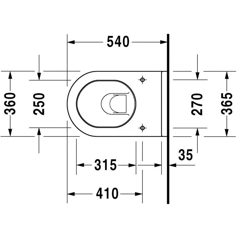 Vas WC suspendat Duravit Starck 3 36x54 cm evacuare orizontala, fixare ascunsa [4]