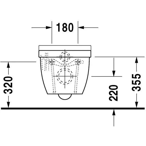 Vas WC suspendat Duravit Starck 3 36x54 cm evacuare orizontala, fixare ascunsa [6]