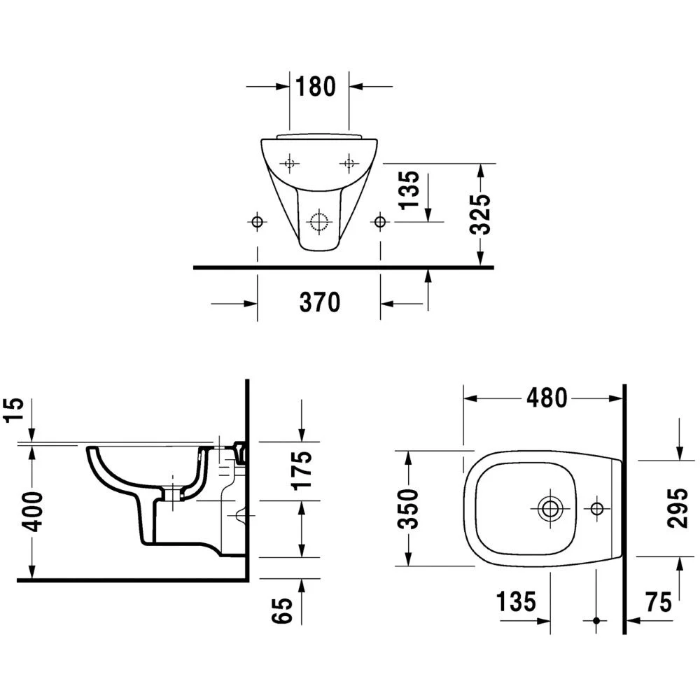 Duravit D-Code Compact Bideu suspendat 35x48 cm [3]