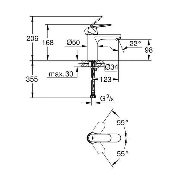 Baterie lavoar Grohe Eurosmart Cosmopolitan M monocomanda crom lucios [3]