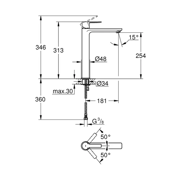 Baterie lavoar inalta Grohe Lineare marimea XL antracit periat Hard Graphite [3]