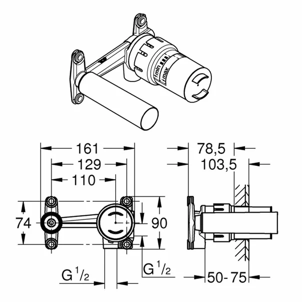 Corp incastrat Grohe pentru baterii lavoar cu joystick [2]
