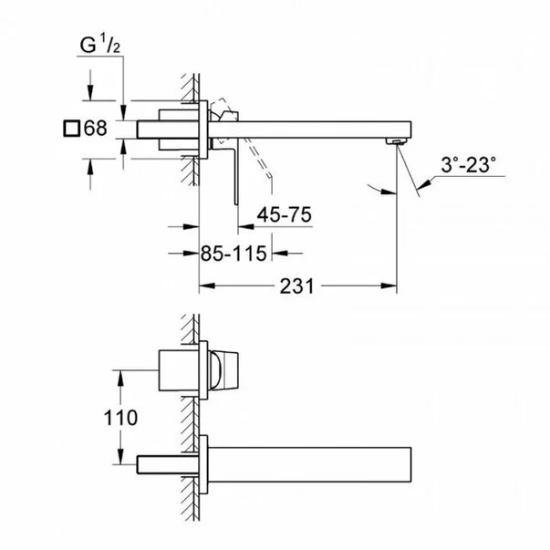 Baterie lavoar incastrata Grohe Eurocube M crom lucios [3]
