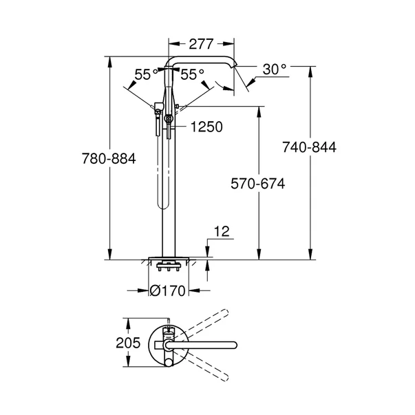 Baterie cada - dus freestanding Grohe Essence crom lucios [3]