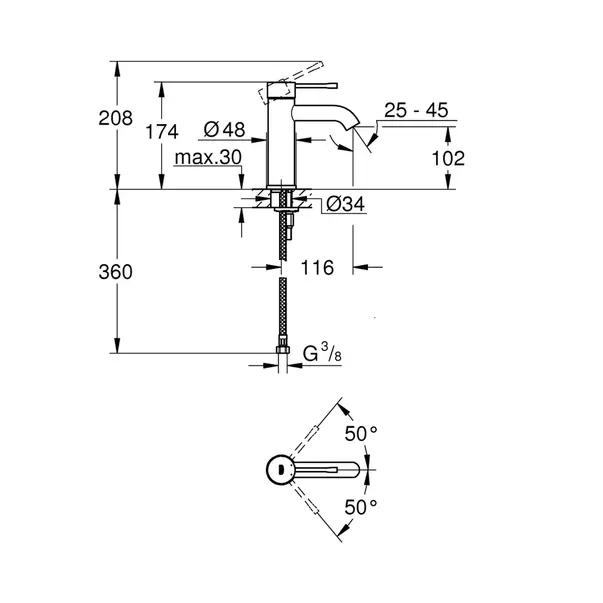 Baterie lavoar Grohe Essence S monocomanda auriu periat Cool Sunrise fara ventil [3]