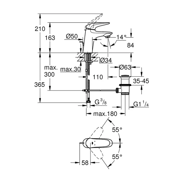 Baterie lavoar Grohe Eurostyle marimea M monocomanda crom [3]