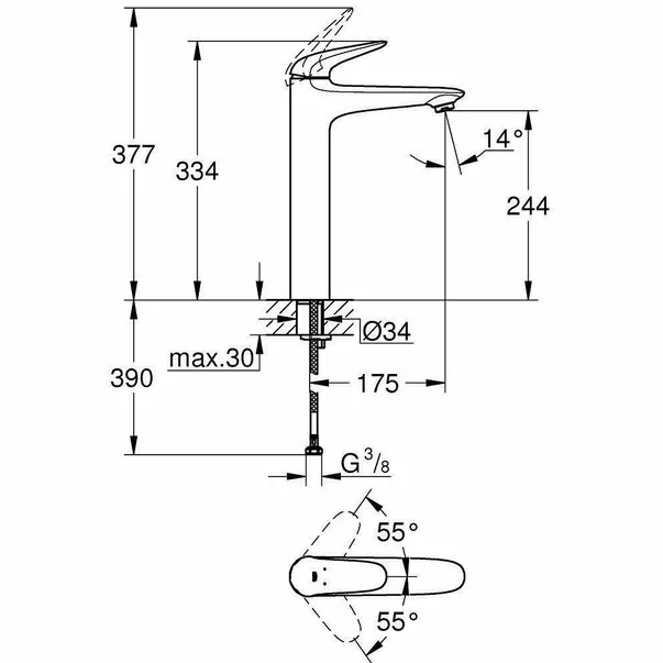 Baterie lavoar inalta Grohe Eurostyle New XL crom lucios [2]