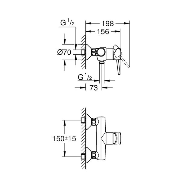 Baterie dus monocomanda Grohe Start Classic finisaj crom lucios [4]