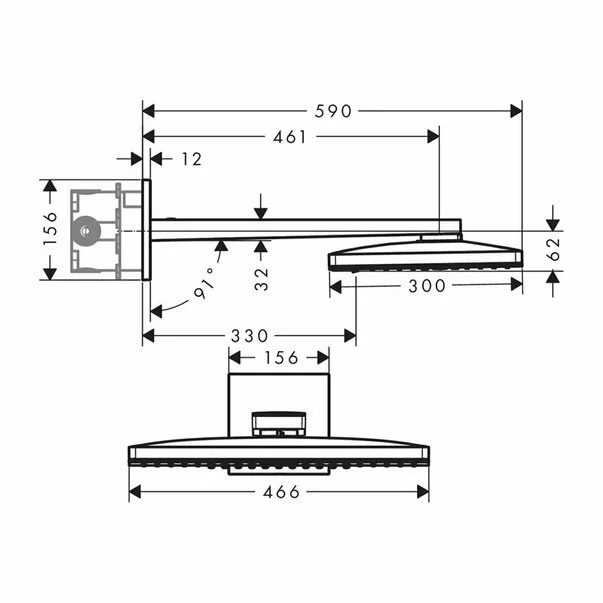 Palarie cu brat de dus Hansgrohe Rainmaker Select 460 alb - crom 3 functii [3]
