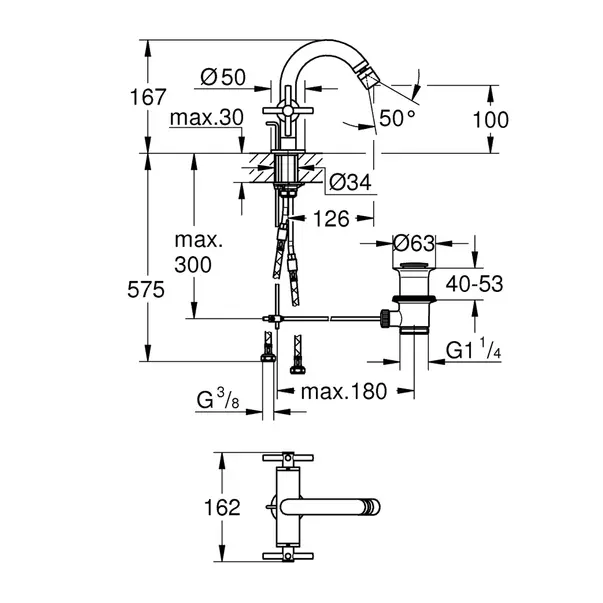 Baterie bideu Grohe Atrio antracit periat Hard Graphite dubla comanda cu ventil Pop-Up [2]