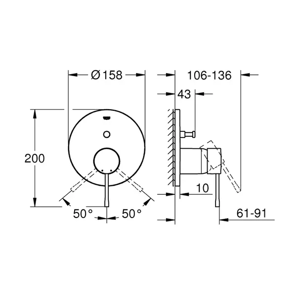 Baterie cada - dus incastrata Grohe Essence auriu lucios Cool Sunrise fara corp ingropat [4]