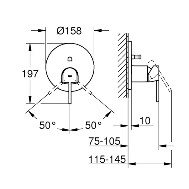 Baterie cada - dus incastrata Grohe Plus antracit periat Hard Graphite fara corp ingropat [2]