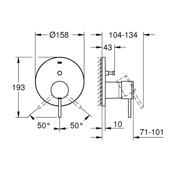 Baterie cada - dus incastrata Grohe Atrio auriu lucios Cool Sunrise fara corp ingropat [4]