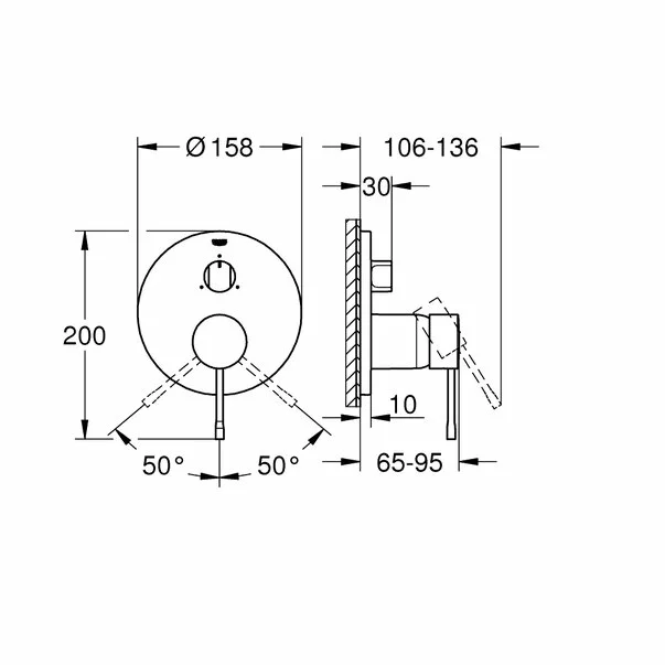 Baterie cada - dus incastrata Grohe Essence 3 iesiri crom lucios fara corp ingropat [3]
