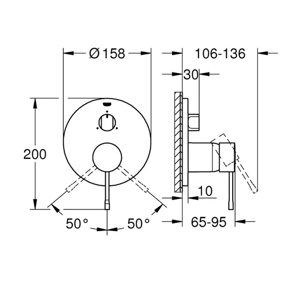 Baterie cada - dus incastrata Grohe Essence 3 iesiri auriu lucios Cool Sunrise fara corp ingropat [4]