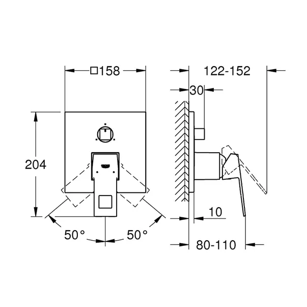 Baterie cada - dus incastrata Eurocube 3 iesiri antracit periat Hard Graphite fara corp ingropat [4]