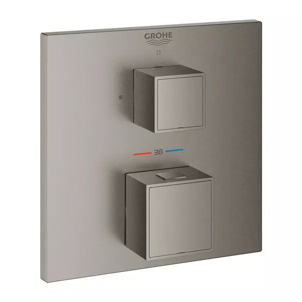 Baterii baie - Baterie dus incastrata Grohe Grohtherm Cube termostatata antracit periat Hard Graphite fara corp ingropat