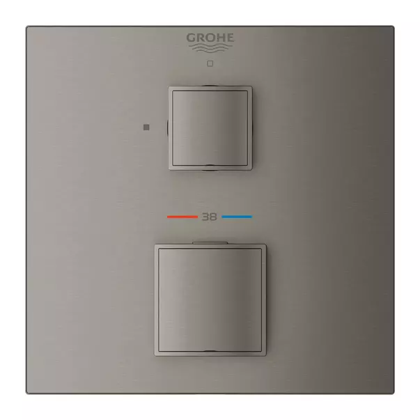 Baterie dus incastrata Grohe Grohtherm Cube termostatata antracit periat Hard Graphite fara corp ingropat [2]