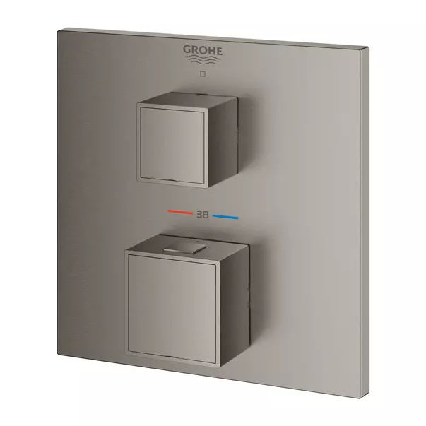 Baterie dus incastrata Grohe Grohtherm Cube termostatata antracit periat Hard Graphite fara corp ingropat [3]