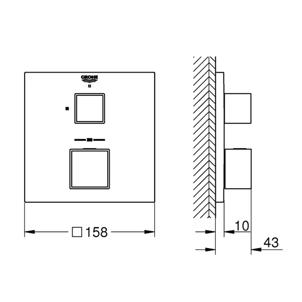 Baterie dus incastrata Grohe Grohtherm Cube termostatata antracit periat Hard Graphite fara corp ingropat [4]