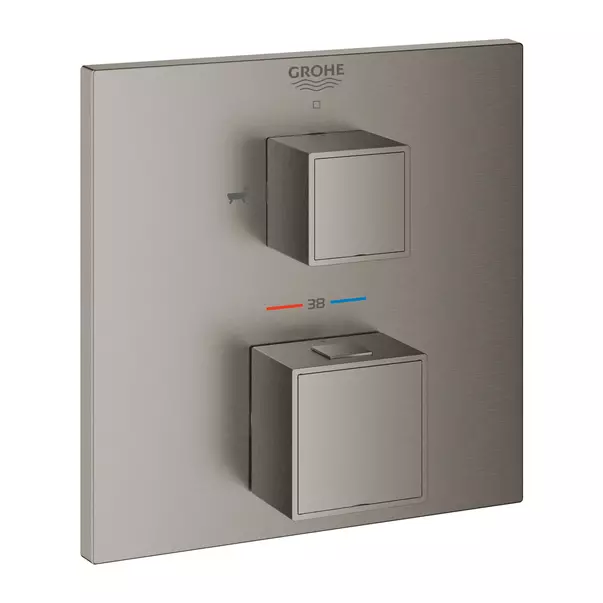 Baterii cada - Baterie cada - dus incastrata Grohtherm Cube 2 iesiri antracit periat Hard Graphite fara corp ingropat
