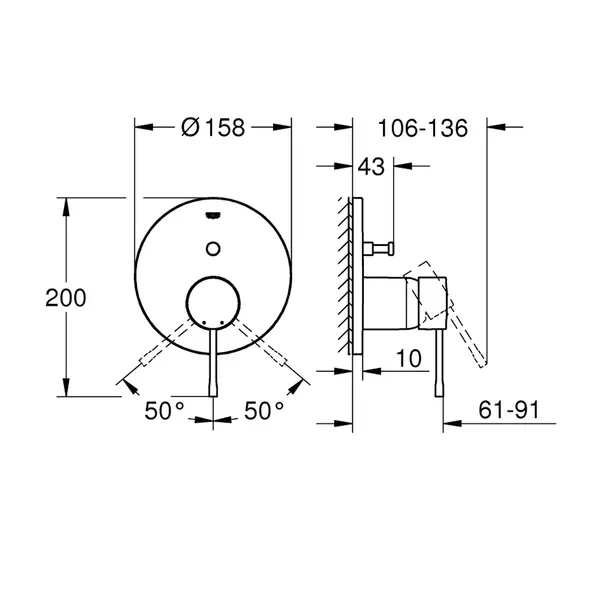 Baterie cada - dus incastrata Grohe Essence negru mat fara corp ingropat [5]