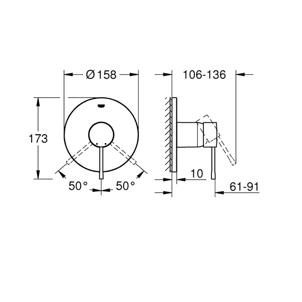 Baterie dus incastrata negru mat Grohe Essence [4]
