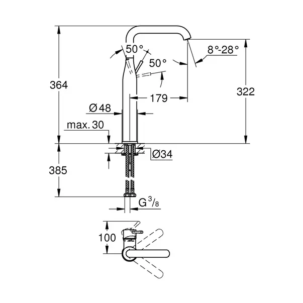 Baterie lavoar inalta Grohe Essence auriu lucios Cool Sunrise [3]