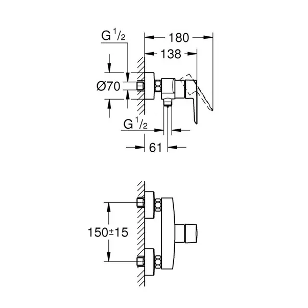 Baterie dus Grohe Start monocomanda crom lucios [3]
