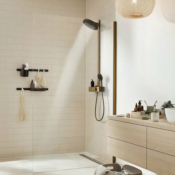Coloana de dus cu baterie termostatata Hansgrohe Pulsify S 260 2 jeturi bronz periat [3]