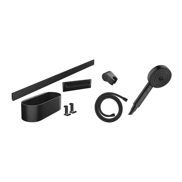 Accesorii dus - Set accesorii Hansgrohe WallStoris negru mat cu set de dus