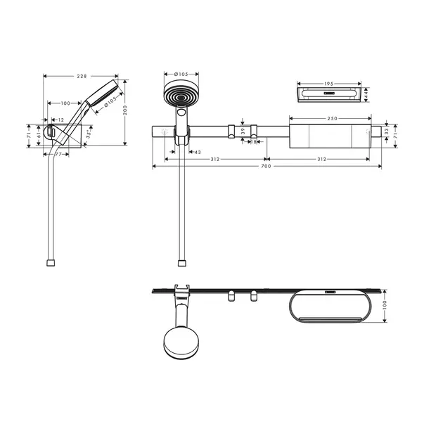 Set accesorii Hansgrohe WallStoris alb mat cu set de dus [4]