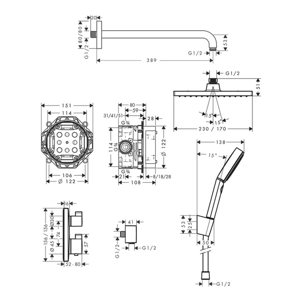 Set para cu suport si furtun de dus Hansgrohe Pulsify Select S 3 functii [2]