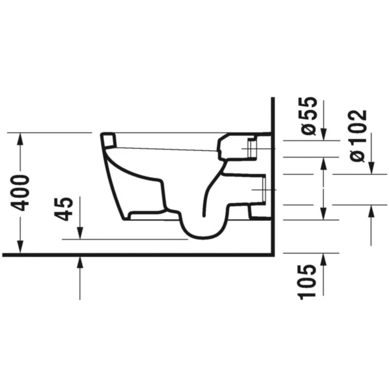 Vas WC suspendat Duravit ME by Starck 37x57 cm evacuare orizontala [5]