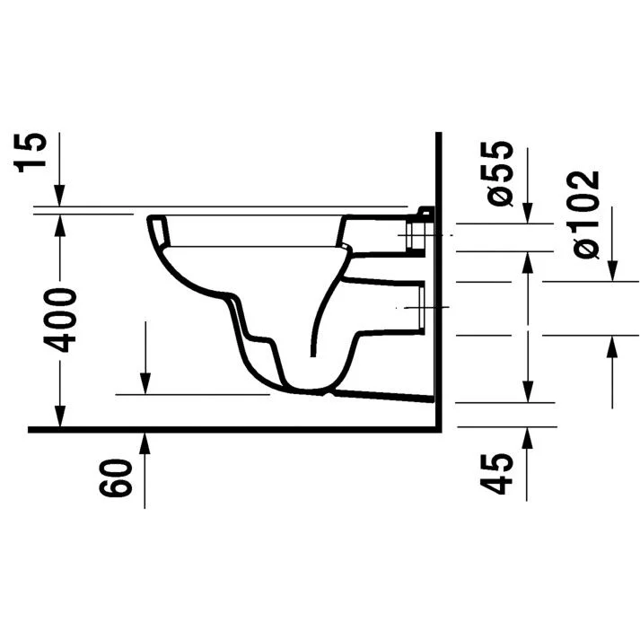 Vas WC suspendat Duravit D-Code 35x54 cm evacuare orizontala [3]