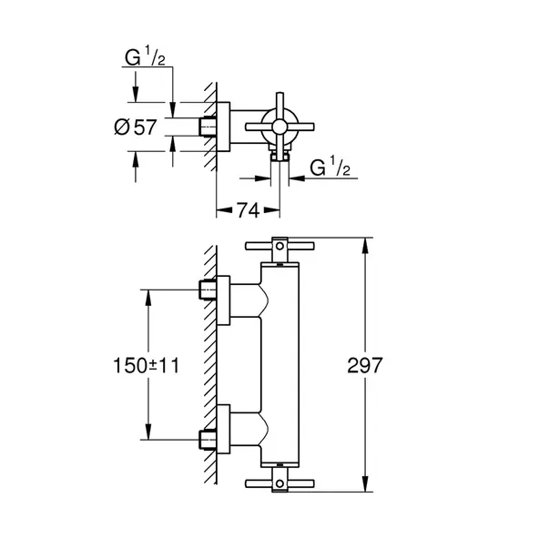 Baterie dus Grohe Atrio dubla comanda antracit periat Hard Graphite [2]