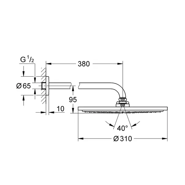 Palarie si brat de dus Grohe Rainshower Cosmopolitan 310 antracit periat Hard Graphite 1 functie [2]